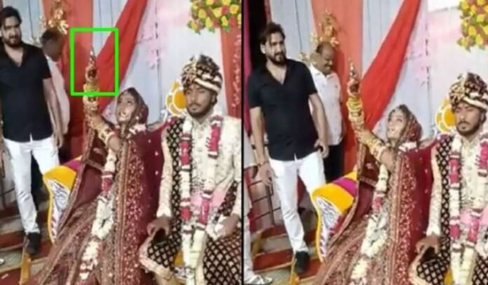 bride shooting with pistol