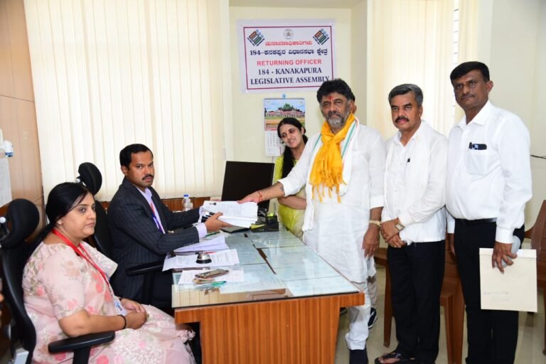 dk shivakumar filing nomination